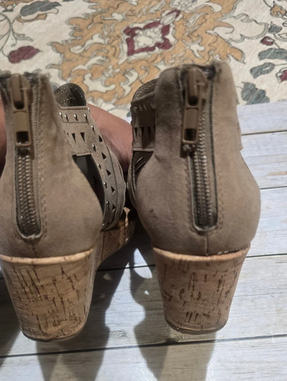 Little Girls Size 3M Cork Wedge Sandals - Cutout Stud Detail